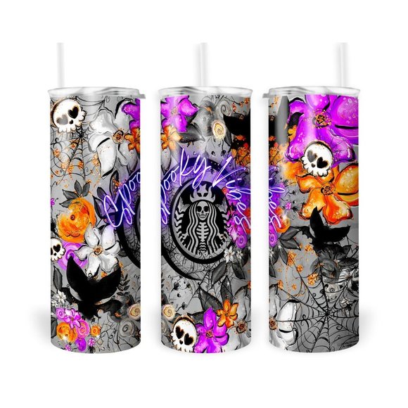Unbranded Other - Spooky Vibes  20oz Skinny Tumbler Custom With Straw Double Wall Halloween Fall
